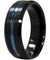 JALEN Black Tungsten Carbide Ring w/ Ion Plated Blue Stripe and Beveled Edges - 6mm & 8mm