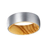 JENGO Men’s Domed Tungsten Ring Brushed Finish w/ Olive Wood Sleeve - 8mm