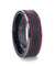 JULIUS Men’s Black Tungsten Wedding Ring With Double Red Stripe Grooves - 8mm