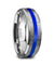 JUNO Men’s Tungsten Brushed Finish Wedding Ring With Blue Center Stripe - 8mm