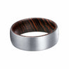 KALEO Domed Brushed Tungsten Carbide Ring with Wenge Wood Sleeve - 8mm