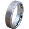Kamron Tungsten Wedding Band For Men & Women W/ Brushed Center and Beveled Edges 6mm