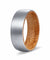 KANELO Rounded Men’s Tungsten Carbide Ring Brushed w/ Whiskey Barrel Sleeve 8mm