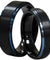 Karel Black Tungsten Carbide Ring With Blue Stepped Edges and Brushed Finish - 6mm & 8mm