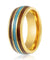 Kelso Gold Tungsten Ring with Rosewood and Crushed Turquoise Inlay - 8mm