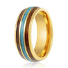 Kelso Gold Tungsten Ring with Rosewood and Crushed Turquoise Inlay - 8mm