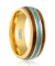 Kelso Gold Tungsten Ring with Rosewood and Crushed Turquoise Inlay - 8mm