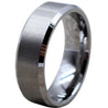 Keran Tungsten Carbide Wedding Band With High Polished Beveled Edges and Brushed Center 6mm & 8mm