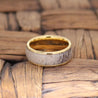 KETAN Men’s Domed Tungsten Ring with Deer Antler and Yellow Gold Inlay - 8MM