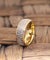 KETAN Men’s Domed Tungsten Ring with Deer Antler and Yellow Gold Inlay - 8MM