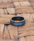 KHUNO Men’s Black Tungsten Carbide Ring with Blue IP and Multiple Grooves - 8MM