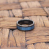 KHUNO Men’s Black Tungsten Carbide Ring with Blue IP and Multiple Grooves - 8MM