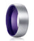 Kyle Rounded Brushed Tungsten Carbide Ring with Purple Inner - 6mm -10mm