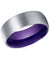 Kyle Rounded Brushed Tungsten Carbide Ring with Purple Inner - 6mm -10mm