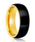 Kylin Black Brushed Domed Tungsten Ring with Yellow Gold Inlaid Inner - 8mm