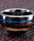 Lamar Men’s Koa Wood Blue Opal Inlaid Wedding Band Black Tungsten Ring - 8mm