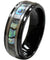 Laren Tungsten Carbide Wedding Ring With Abalone Inlay and Silver Stripes 8mm