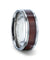 LARGO Red Wood Inlaid Flat Titanium Polished Finish Men’s Wedding Ring - 8mm