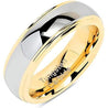Laurel Domed Yellow Gold Plated Gunmetal Center Tungsten Carbide Ring - 6mm
