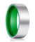 Layton Men’s Flat Brushed Tungsten Carbide Wedding Ring Green Interior - 8mm