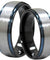 Leal Tungsten Wedding Band W/ Raised Brushed Center and Stepped Blue Edges 6mm & 8mm