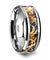 Leaves Grassland Silver Tungsten Camo Wedding Band Beveled Polished Finish - 8mm