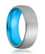 Lennox Brushed Domed Men’s Tungsten Carbide Ring Sky Blue Inside - 8mm