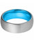 Lennox Brushed Domed Men’s Tungsten Carbide Ring Sky Blue Inside - 8mm