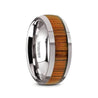 Leo Men’s Round Tungsten Wedding Ring With Genuine Koa Wood Inlay - 8 mm