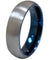 Lethe Tungsten Wedding Band With Curved Brushed Finish and Shiny Blue On The Inside 6mm