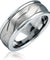 Lincoln Men’s Angled Groove Lines Tungsten Carbide Wedding Band - 8mm