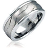 Lincoln Men’s Angled Groove Lines Tungsten Carbide Wedding Band - 8mm