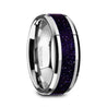 Logan Beveled Tungsten Purple Goldstone Inlay Wedding Ring - 8mm
