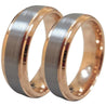 Lorin Tungsten Carbide Ring Set With Rose Gold Inside and Stepped Edges - 6mm & 8mm