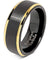 Madrid Black Brushed Tungsten Carbide Ring with Yellow Gold Plated Edges - 8mm