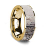 Maike 14K Yellow Gold Wedding Ring w/ Ombre Deer Antler Inlay Flat Polished - 8 mm