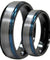 Margit Tungsten Wedding Band Set With Ion Plated Blue Stepped Edges - 6mm & 8mm