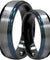 Margit Tungsten Wedding Band Set With Ion Plated Blue Stepped Edges - 6mm & 8mm