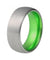 Mens Acid Green Tungsten Wedding Ring Brushed Silver Inlay- 8mm