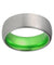 Mens Acid Green Tungsten Wedding Ring Brushed Silver Inlay- 8mm
