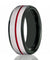 Men’s Beveled Black Tungsten Carbide Wedding Ring with Red Stripe Center - 8mm