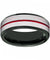 Men’s Beveled Black Tungsten Carbide Wedding Ring with Red Stripe Center - 8mm