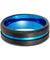 Men’s Beveled Sky Blue Grooved Black Tungsten Carbide Wedding Band - 8mm