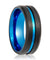 Men’s Beveled Sky Blue Grooved Black Tungsten Carbide Wedding Band - 8mm