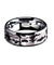 Men’s Beveled Tungsten Black & Grey Camo Pattern Wedding Ring - 8 mm