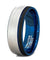 Men’s Beveled Tungsten Wedding Band With Brushed Center & Blue Inside - 8mm