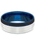 Men’s Beveled Tungsten Wedding Band With Brushed Center & Blue Inside - 8mm