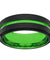 Mens Black and Acid Green Tungsten Carbide Wedding Band Beveled Edges 6mm & 8mm