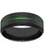 Men’s Black Tungsten Carbide Wedding Ring with Acid Green Grooved Center 8mm