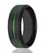 Men’s Black Tungsten Carbide Wedding Ring with Acid Green Grooved Center 8mm